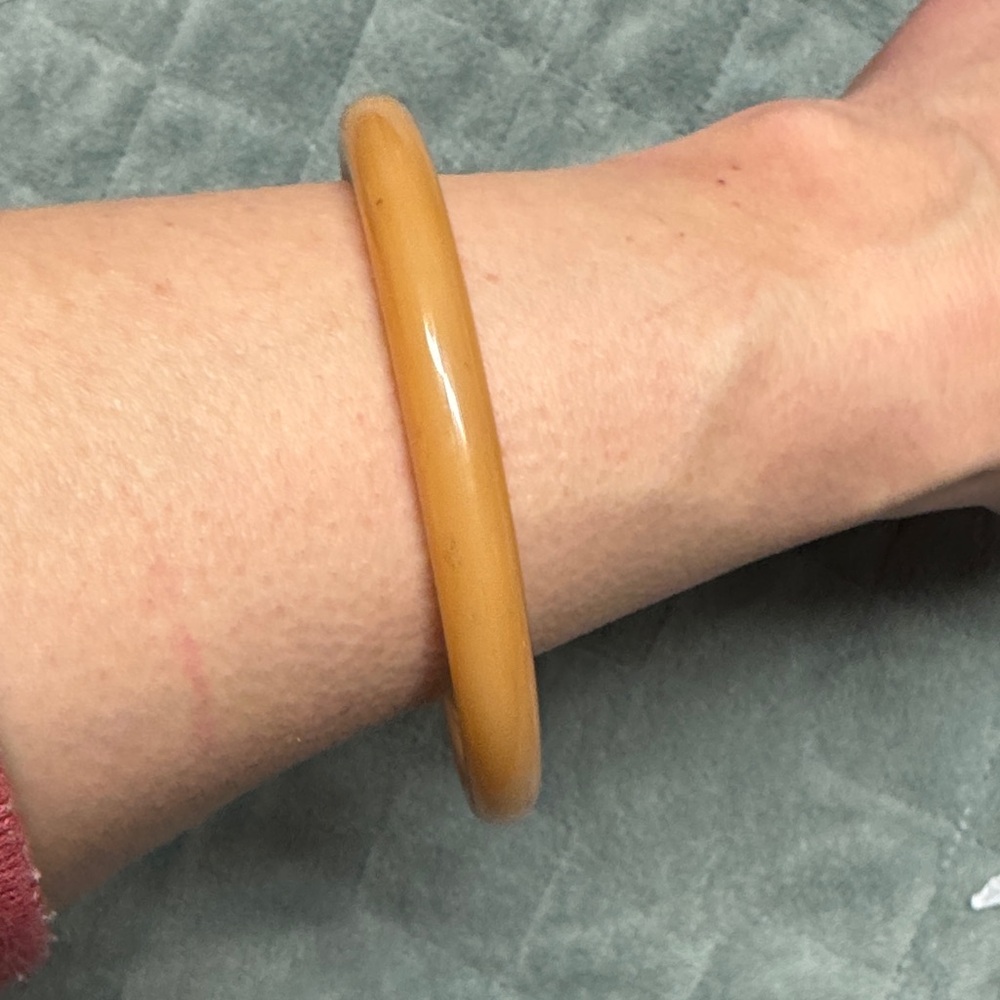Vintage Plastic Bangle Bracelet, Light Brown, Tan, Retro, Boho